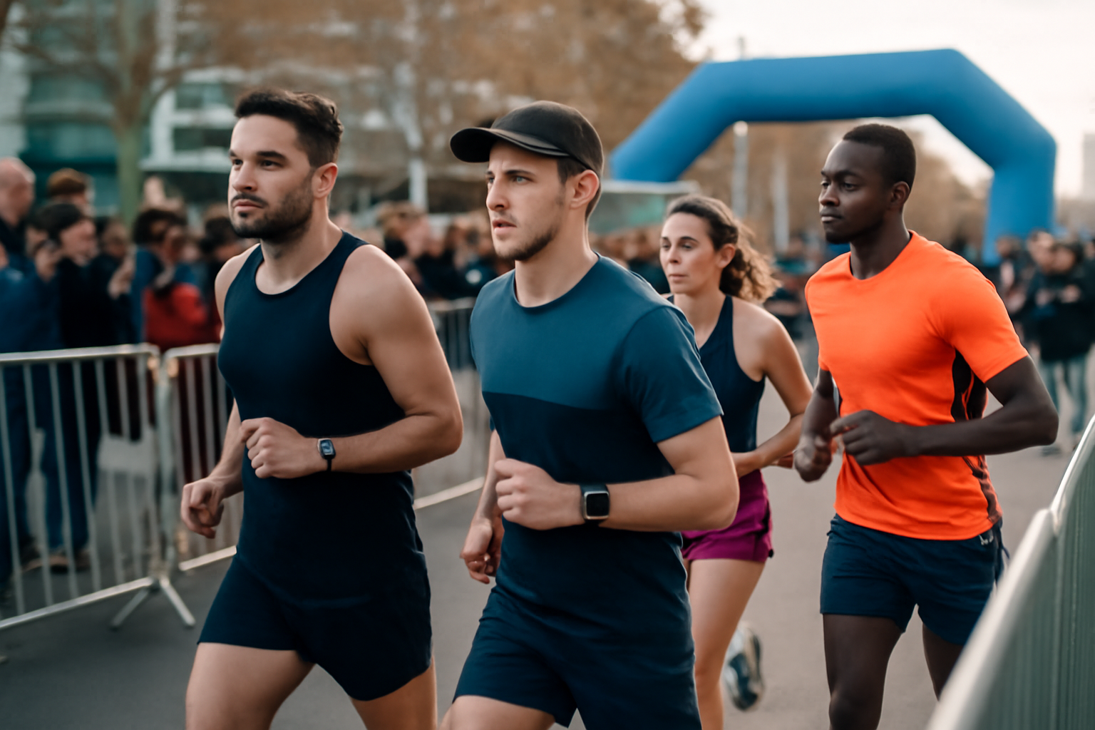 marathon de valence résultats 2025 : coureurs sur la ligne de départ à Valence, matin de décembre