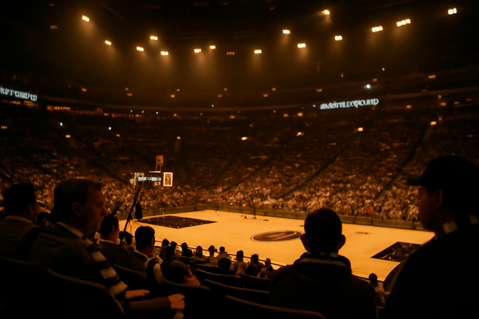 prochain match spurs au Frost Bank Center, photo réaliste de stade de basket sous projecteurs