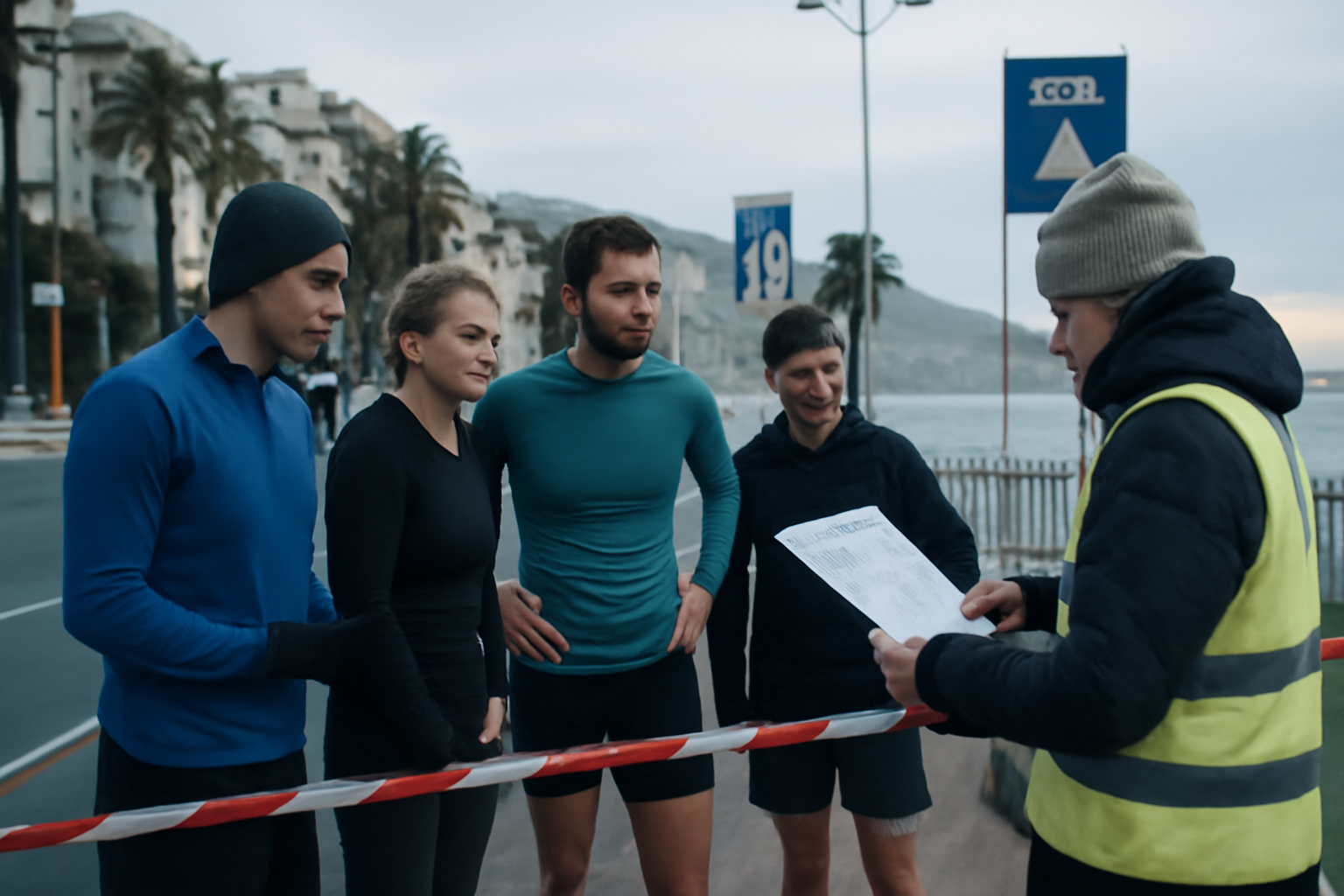 Prom' classic à Nice : coureurs sur le 10 km au départ, ambiance début janvier