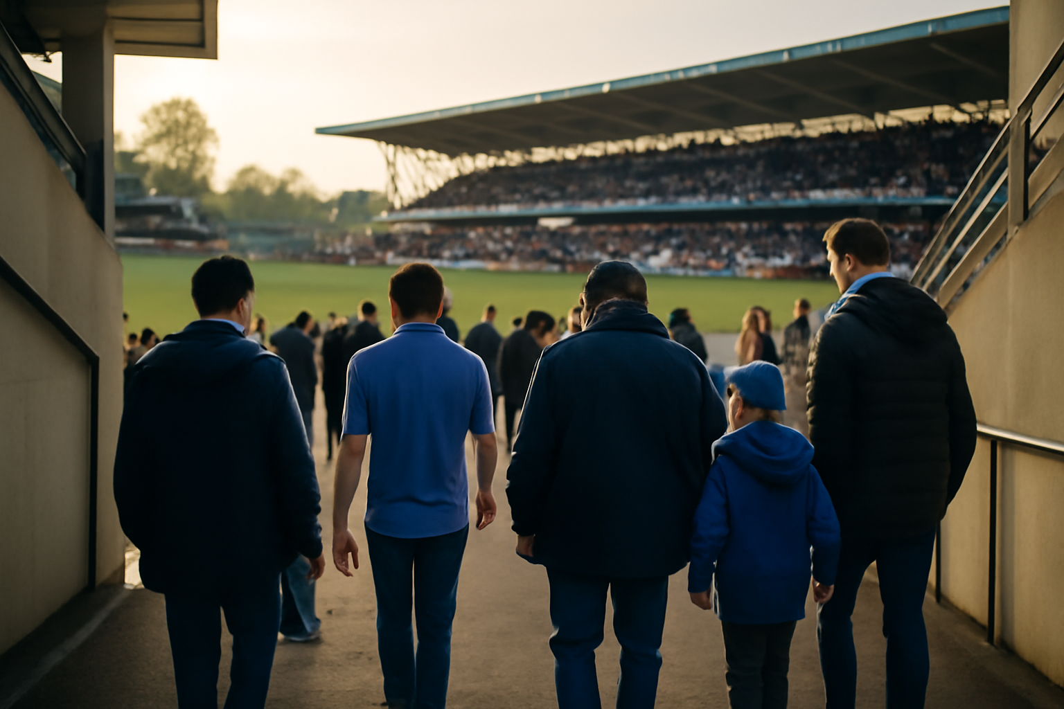 Stade de l’Aube à Troyes, entrée du stade et supporters avant un match de l’Espérance sportive Troyes Aube Champagne