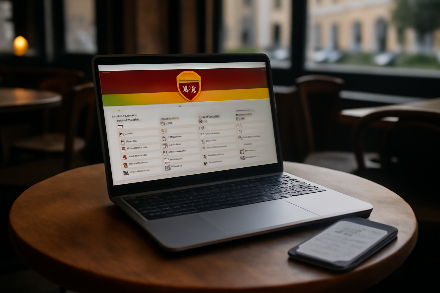 italien as roma : écran d’effectif de l’AS Roma par postes sur un site de statistiques, lumière naturelle, scène photo réaliste