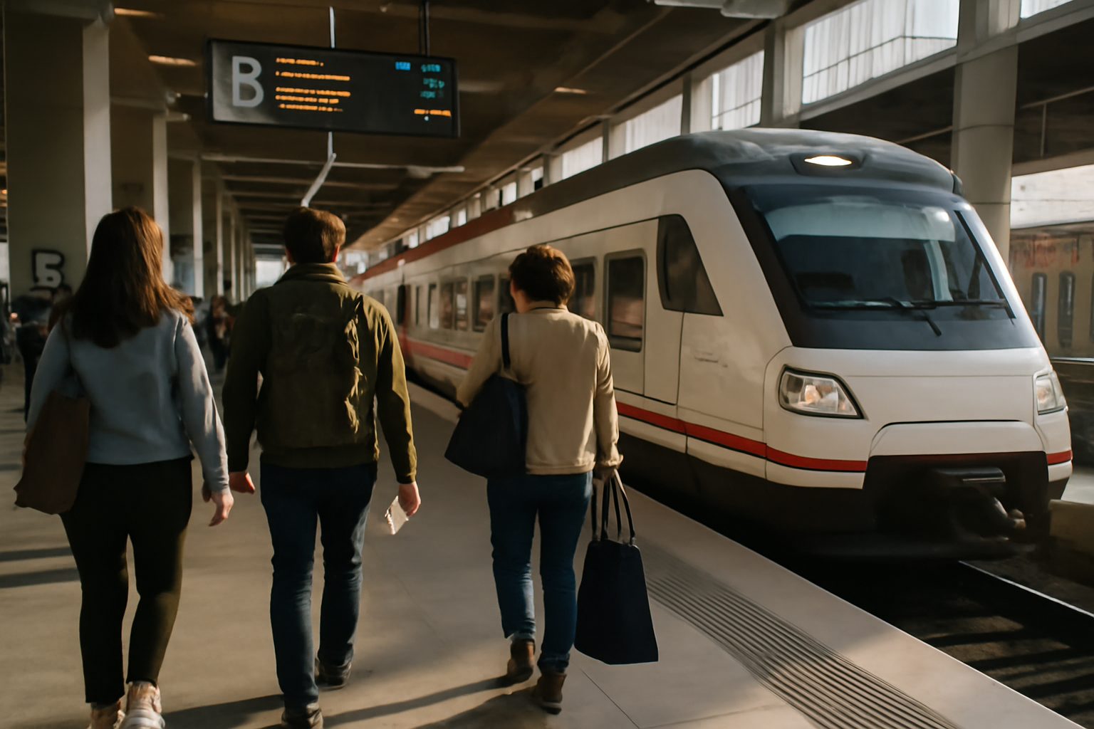 Train à quai entre Barcelone et Gérone pour le trajet barcelone girona