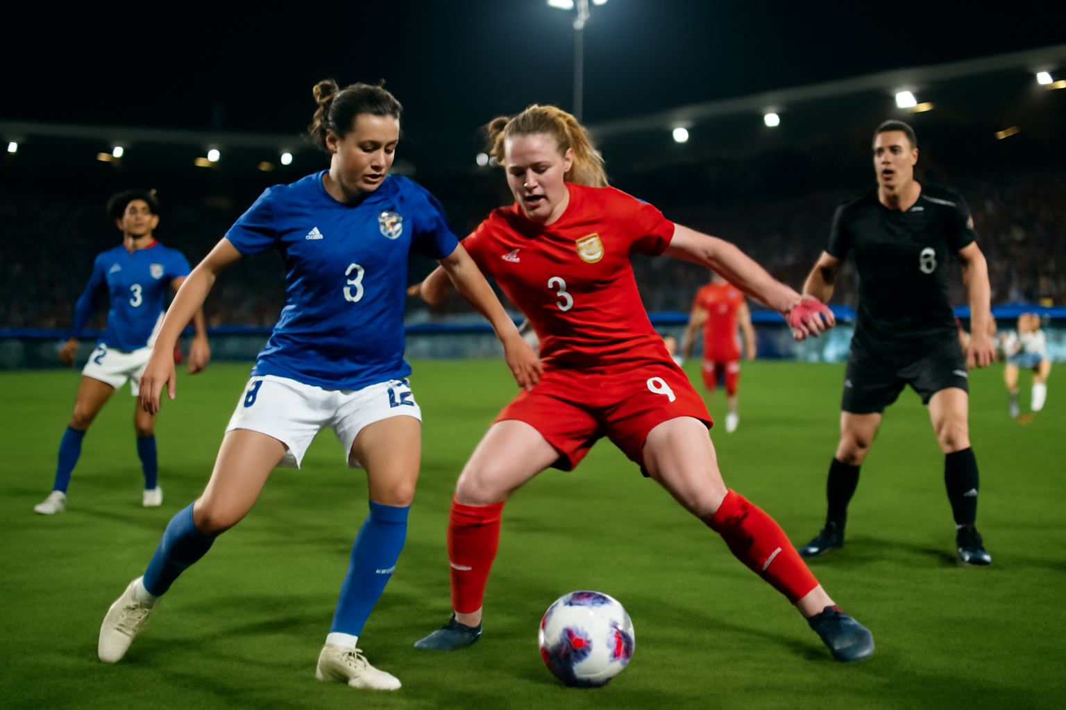 France Angleterre foot féminin : duel au milieu de terrain, stade sous projecteurs