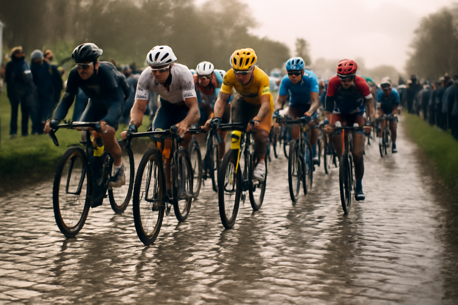 Tour des Flandres 2025 sur les pavés, Bruges vers Audenaarde, ambiance de course réaliste